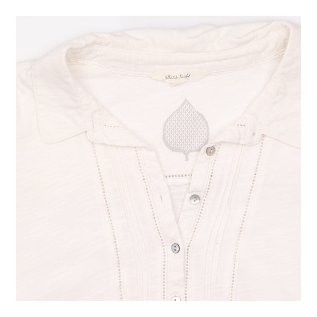 Ivory Pintuck Lace Trim Cotton Shirt