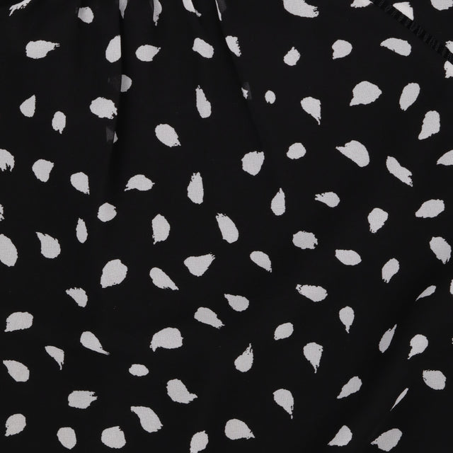 Black White Polka Dot Chiffon Midi Dress Long Slee