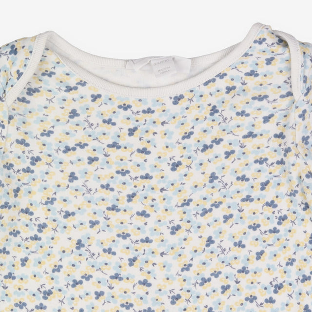 Sleepsuit white blue yellow flowers