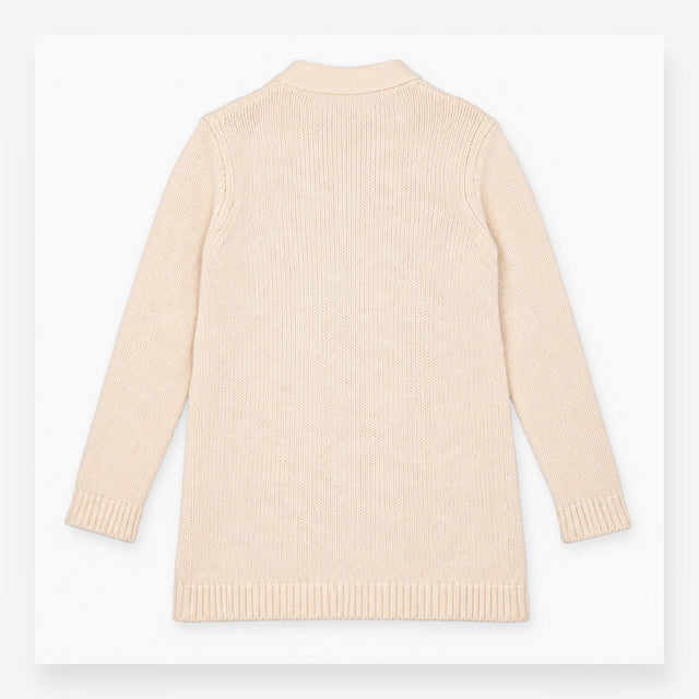Open Front Chunky Cotton Knit Cardigan Cream