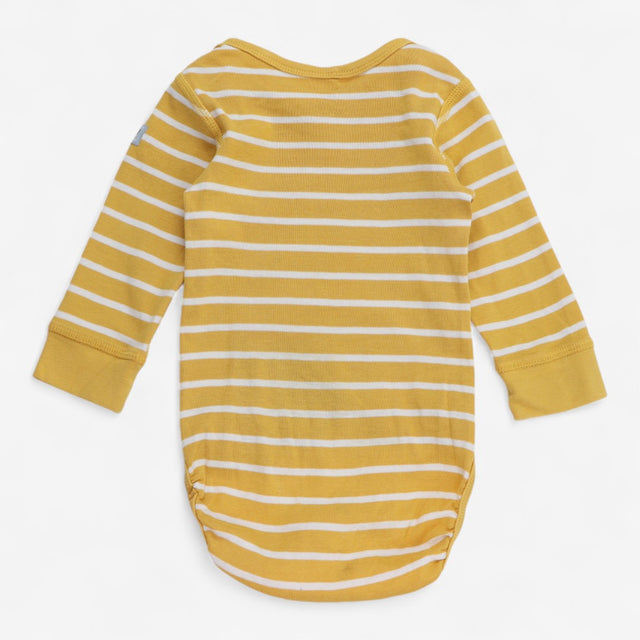 Bodysuit LS yellow with white stripes