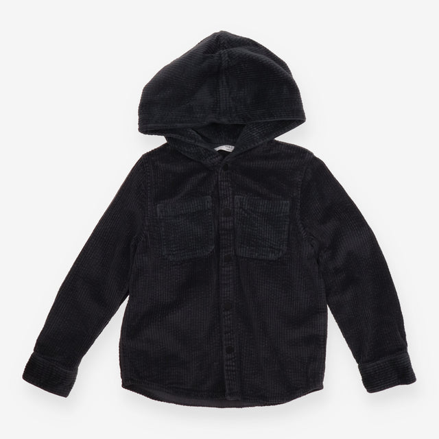Hooded shirt cord dark grey
