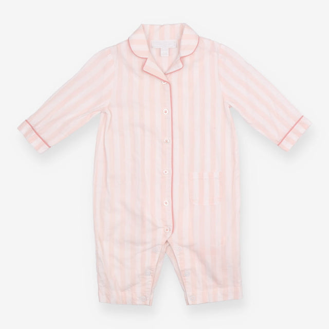 Sleepsuit Woven Collared Pink Stripe