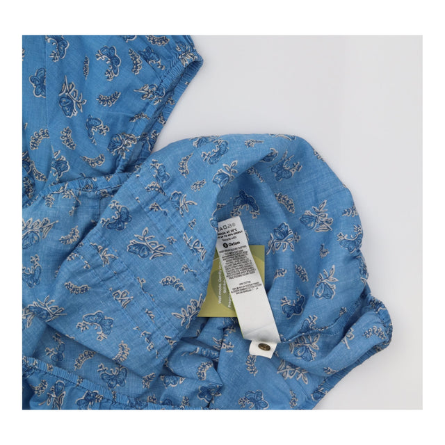 Blouse Blue Floral Pintuck Bubble