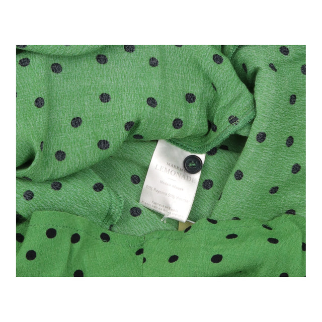 Grass Green Black Polka Dot Rayon Viscose Peter Pa