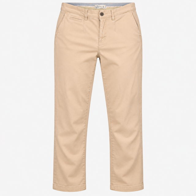 Trousers Chino Straight Leg Beige Cotton Stretch