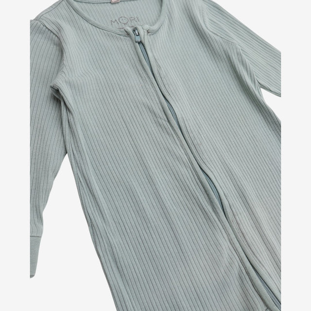 Sleepsuit Zipped Green Ribbed
