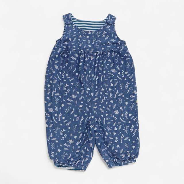 Reversible Romper Floral Denim and Jersey Stripe w