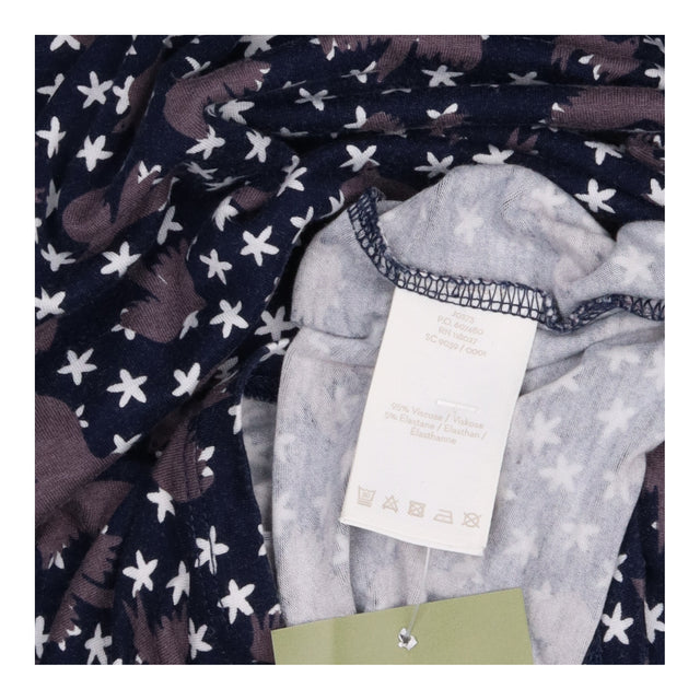 Dress Navy Blue Star Bird Print Long Sleeve Scoop