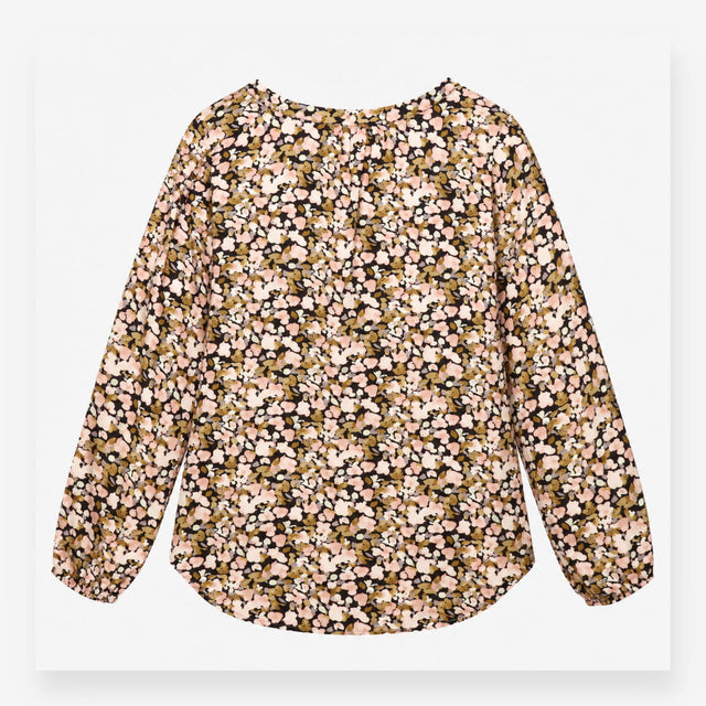 Top Blush Pink Floral Print Long Sleeve High Low H