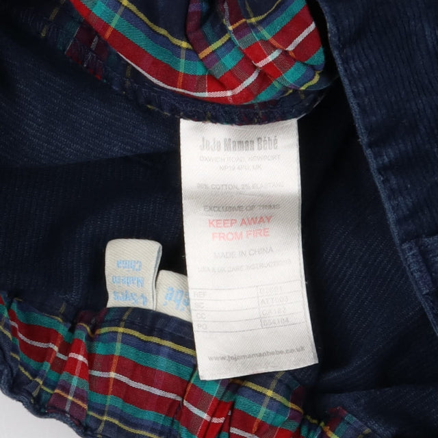 Navy Corduroy Trousers Plaid Lining