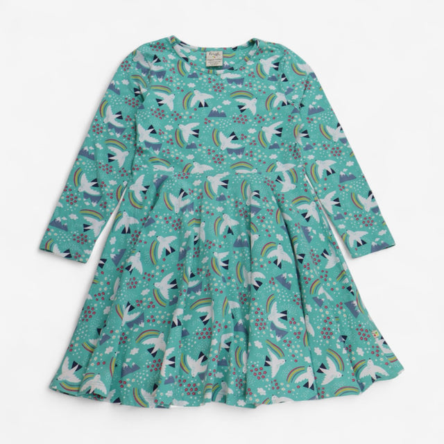 Dress LS Green Doves