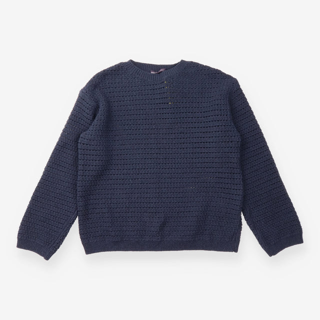 Jumper Navy Blue Open Knit Crew Neck Long Sleeve