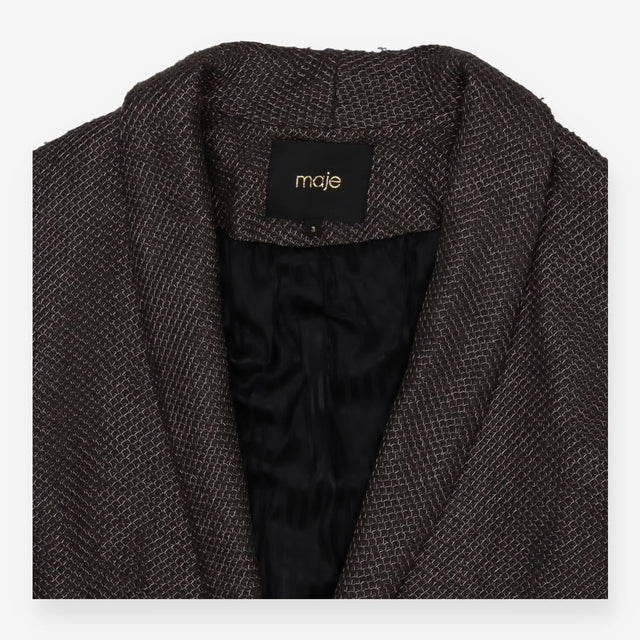 Blazer Textured Grey Open Front Jacket