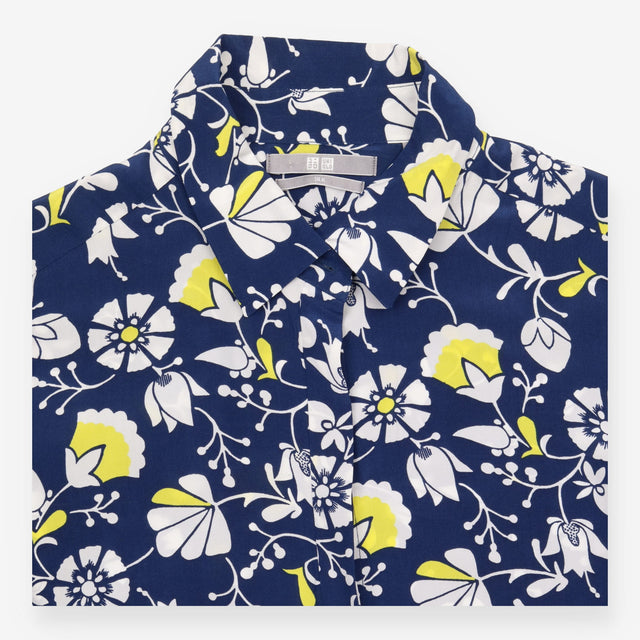 Shirt Dress Navy Floral Print Long Sleeve Belted