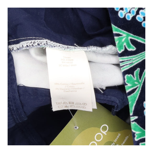 Trousers Navy Floral Print Cotton Cropped Slim
