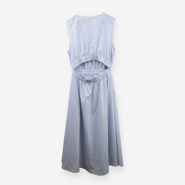 Sleeveless Blue Stripe Cotton Midi Dress
