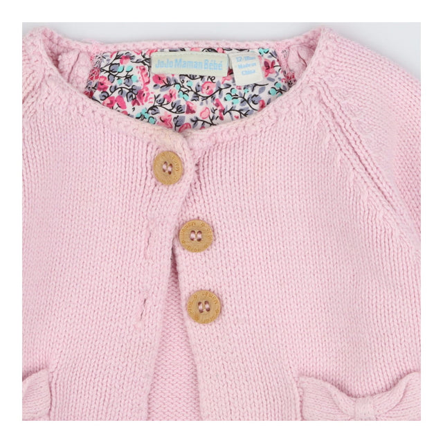 Cardigan pink pockets floral yolk