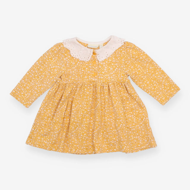 Collar Dress Yellow with Floral pattern