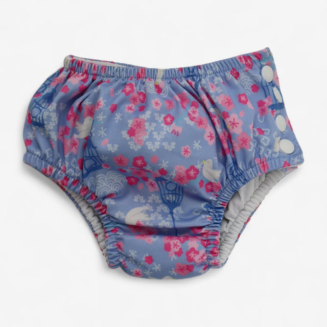 I Play - Swim Nappy Blue Doves & Flowers