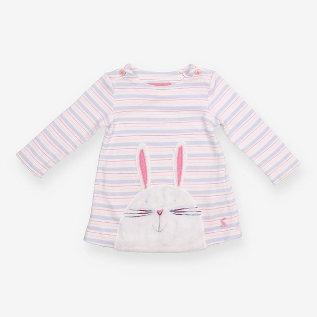Striped Dress with Fluffy Bunny