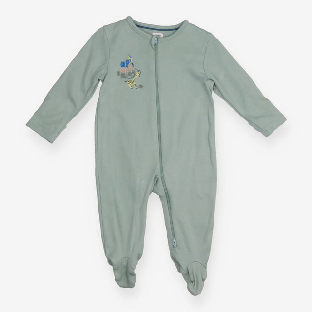Sleepsuit green zip giraffe