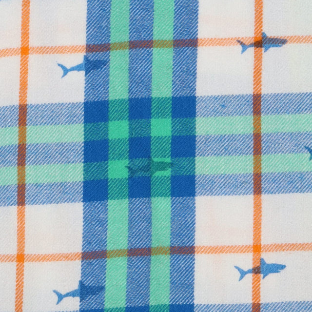 Green and Blue Plaid Shark Shirt