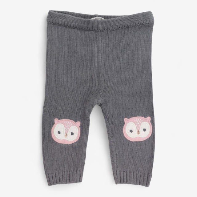 Leggings grey knit owls knee