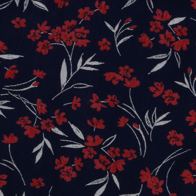 Navy Red Floral Sleeveless Wrap Mini Dress Summer