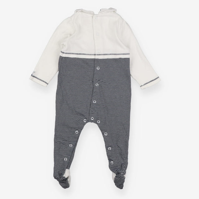 Sleepsuit Collared Navy Stripe