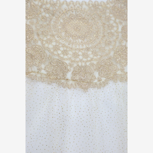 Cream tuille dress with Gold