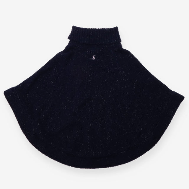 Poncho Navy with roll neck and silver thread