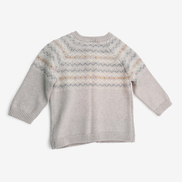 Cardigan Grey and Cream Fairisle