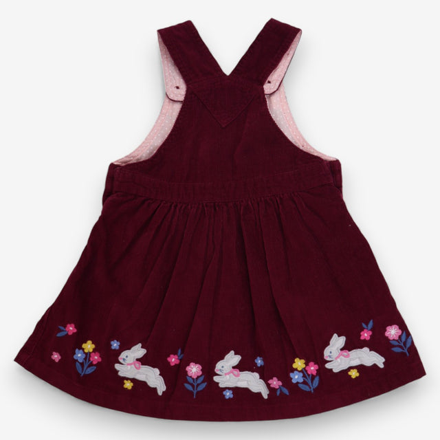 Pinafore plum cord bunnies flowers