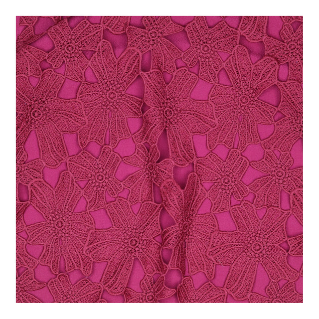 Shift Dress Rich Red Floral Lace Long Sleeve Knee