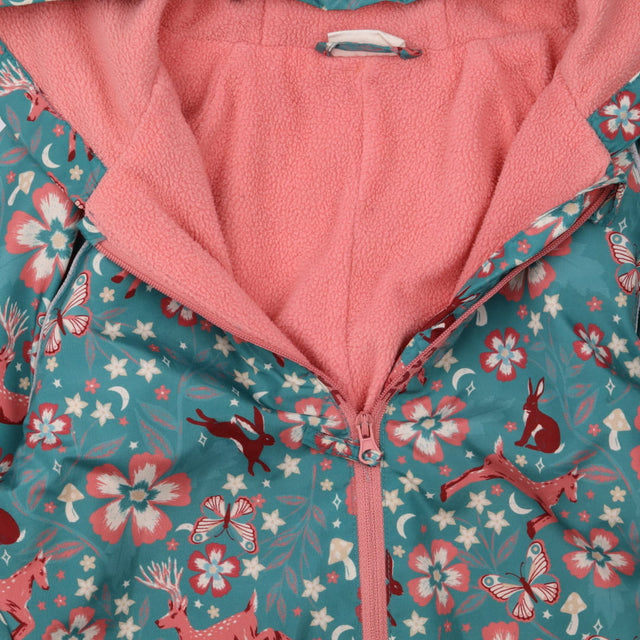 Puddlesuit lined green animal flowers