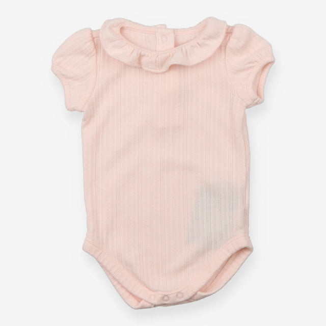 Bodysuit SS pointelle pink collar