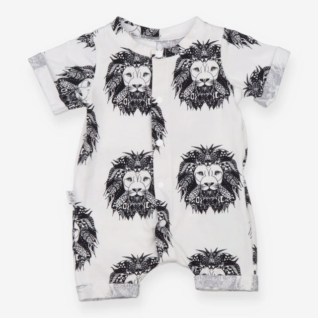 Romper white black lion shortie