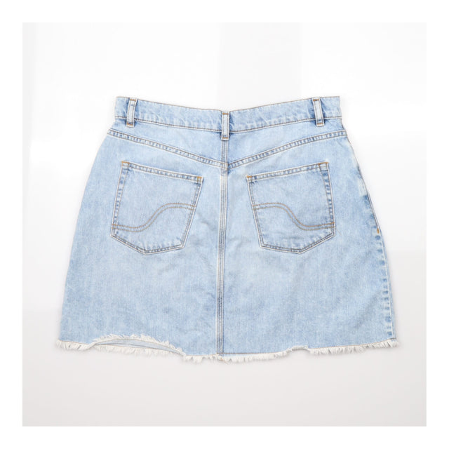 Denim Mini Skirt Light Blue Frayed Hem
