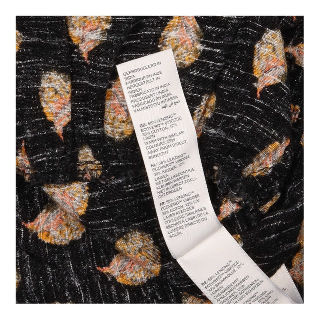Maxi Dress Black Leaf Print Shirred Bodice