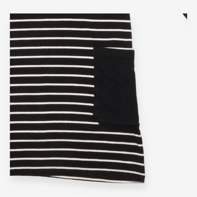 Maternity Dress Black Cream Stripe Long Sleeve Poc