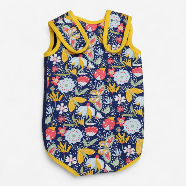 Navy Floral Wrap over Wetsuit