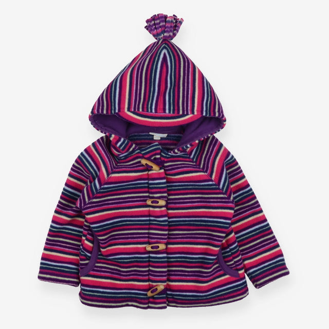 Fleece purple stripe duffle jacket