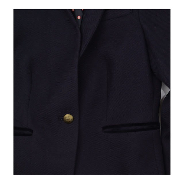 Navy Blue Polka Dot Lined Velvet Trim Stretch Sing
