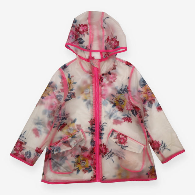 Rain jacket clear pink flowers