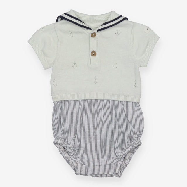 Romper White Blue Stripe Sailor