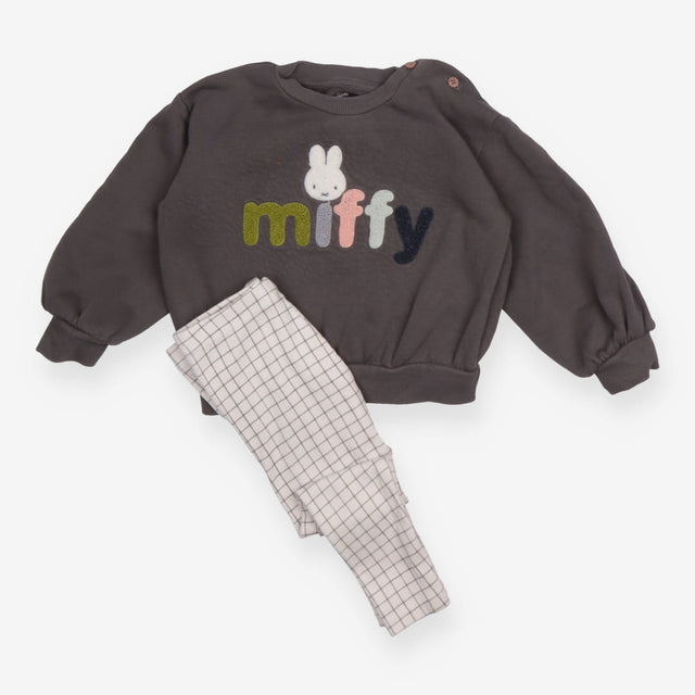 Miffy Grey Sweatshirt and White Check Leggings