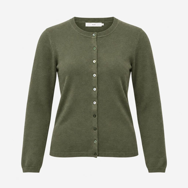 Olive Khaki Green Crew Neck Long Sleeve Button Fro