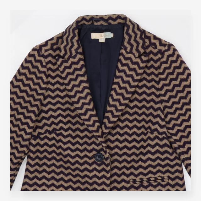 Amelia Chevron Wool Coat Purple Taupe