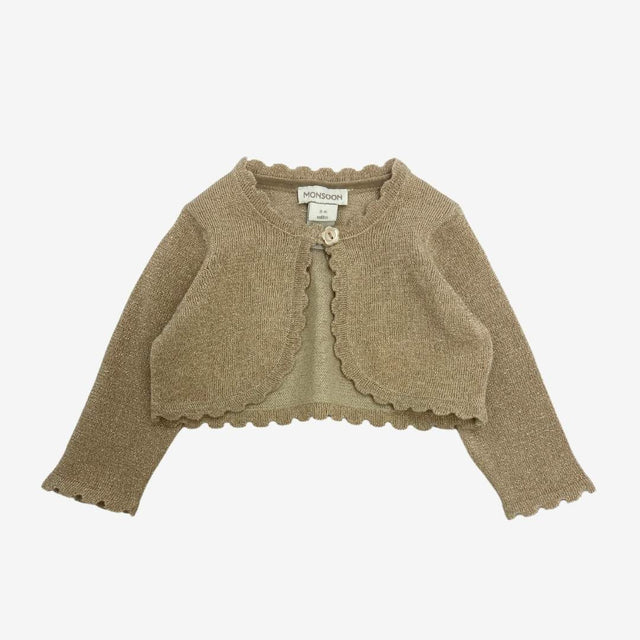Gold cropped cardi with frill edge